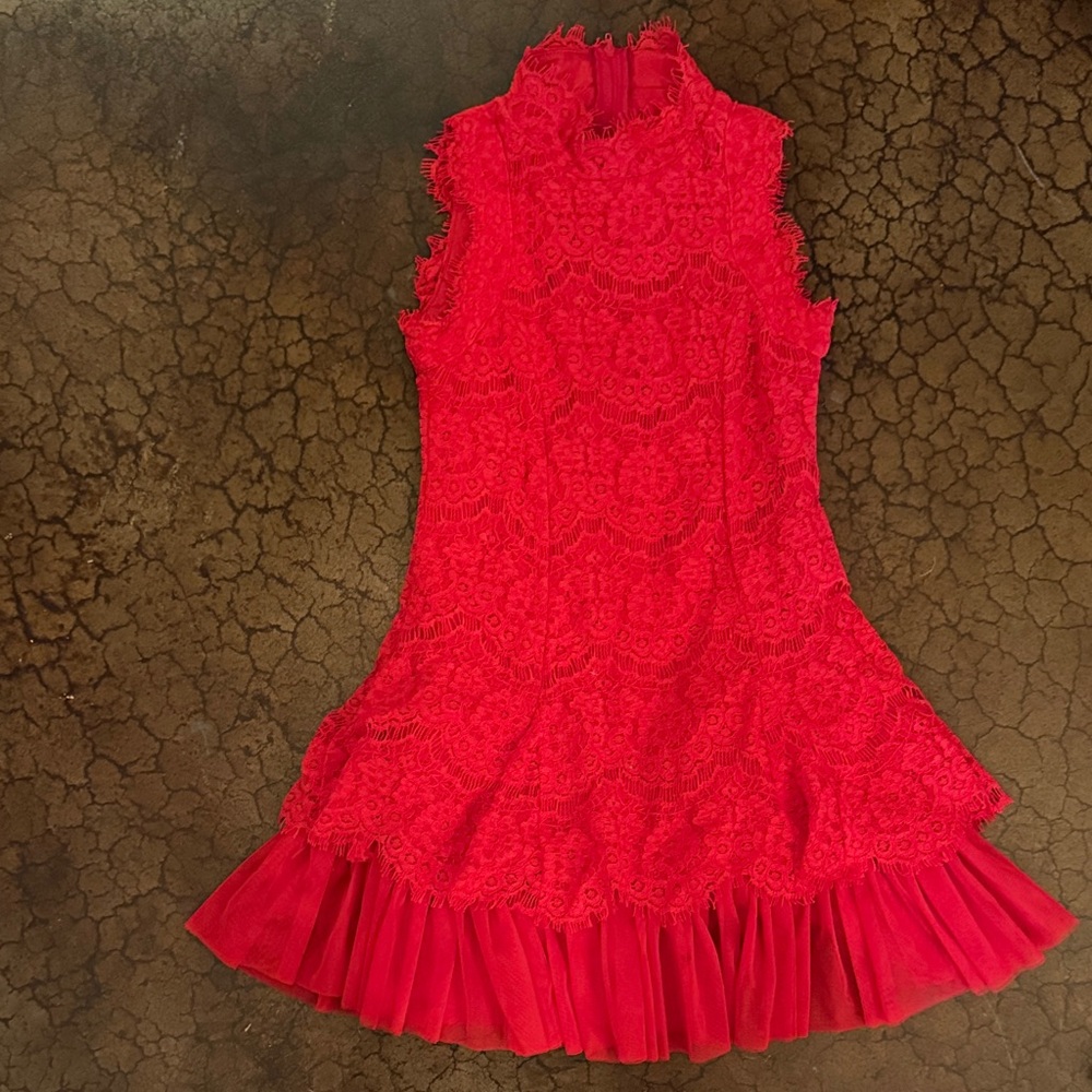 Rare Editions Vibrant Red Lace Kids Dress